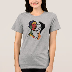 Abstrakte Liebe   Line Art Couple T - Shirt