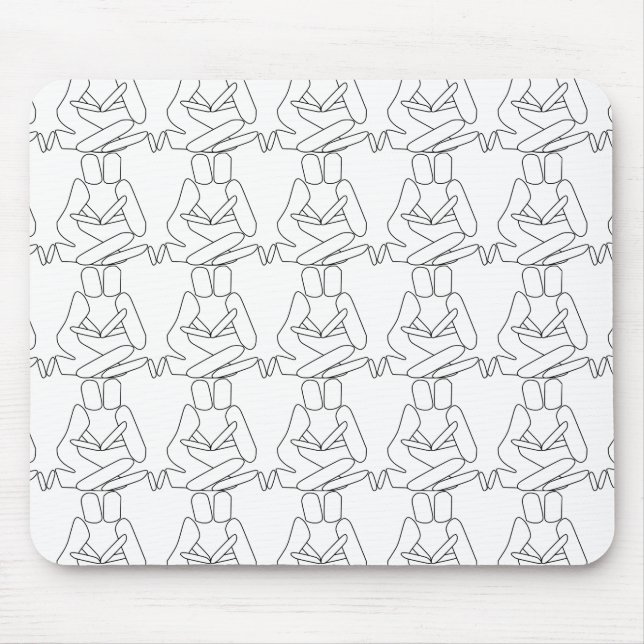 Abstrakte Liebe, schwarze Kontur Mousepad (Vorne)