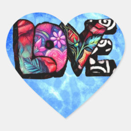 Abstrakte Liebe Word Graffiti Valentine Herz-Aufkleber