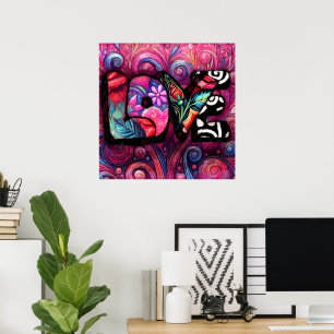 Abstrakte Liebe Word Graffiti Valentine Poster