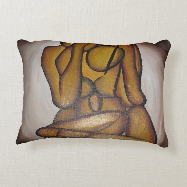 Abstrakte Liebhaber zeitgenössischer Kunst in Ocke Dekokissen (Rückseite)