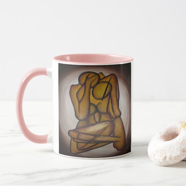 Abstrakte Liebhaber zeitgenössischer Kunst in Ocke Tasse (Mit Donut)