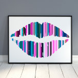 Abstrakte Liften Kunst, Dichtung und Musik Poster<br><div class="desc">Ein minimales,  farbenfrohes abstraktes Poster aus Lippen in verschiedenen Farblinien in aquamarin,  grün,  rosa,  lila,  grau und marineblau. Sie können die Hintergrundfarbe nach Belieben mit dem Tool Design bearbeiten anpassen.</div>