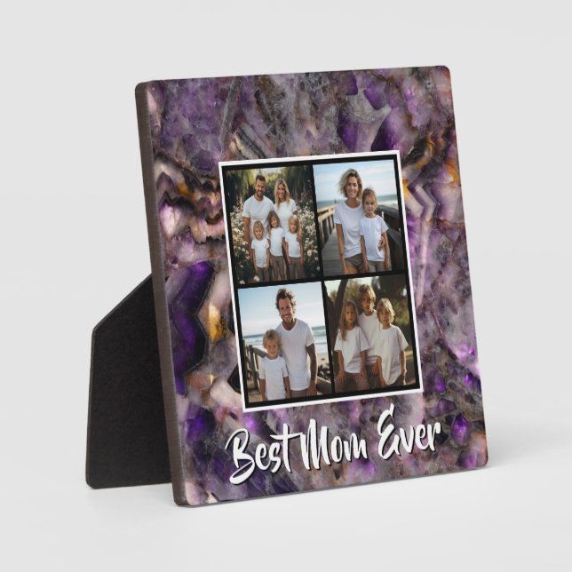 Abstrakte, lila Amethyst-Quarzmutter aus Marmor Fotoplatte (Vorderseite)