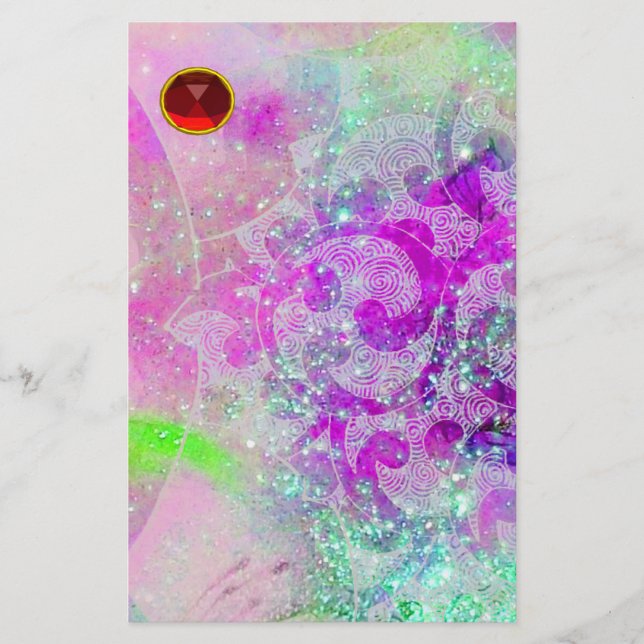 ABSTRAKTE LILA AQUAMARINE BLAU-WIRBEL, WELLEN, ROT (Vorderseite)