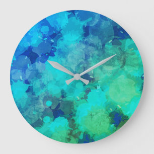 Abstrakte lila blaue Farbe Abstract Große Wanduhr