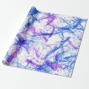 Abstrakte lila blaue weiße Alcohol-Ink-Kunst Geschenkpapier