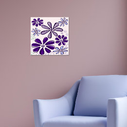 Abstrakte Lila Blume Doodle Poster