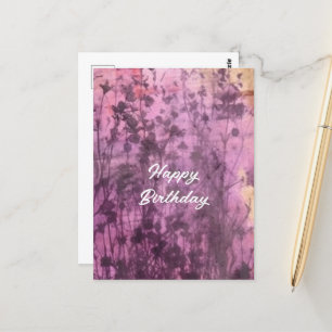 Abstrakte lila Blumen Geburtstag Wasserfarben Postkarte