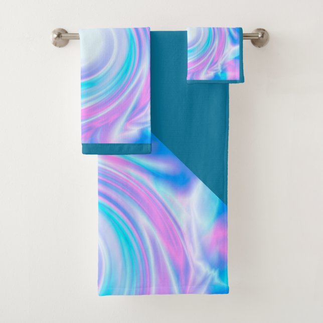 Abstrakte lila Farbtöne in wirbelfarbenen Pastellf Badhandtuch Set (Insitu)
