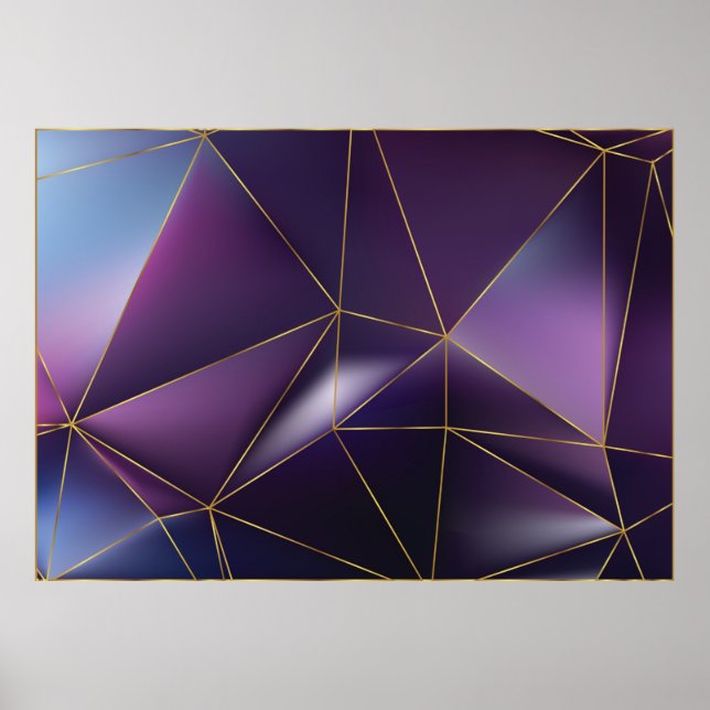 Abstrakte lila geometrische Anordnung mit goldenen Poster (Vorne)