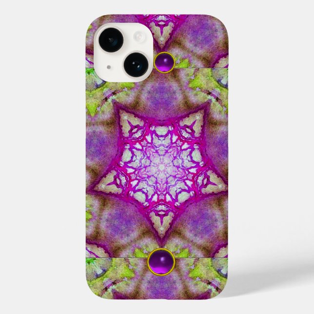 ABSTRAKTE LILA GRÜNE FUCHSIA STARTEN MIT GEMSTONES Case-Mate iPhone HÜLLE (Rückseite)