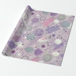 Abstrakte Lila Kreise mit Farbstreifen Geschenkpapier