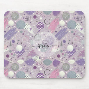 Abstrakte Lila Kreise mit Farbstreifen Mousepad