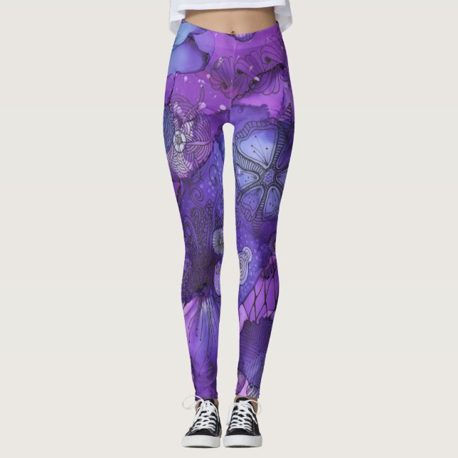 Abstrakte Lila Leggings (Vorderseite)