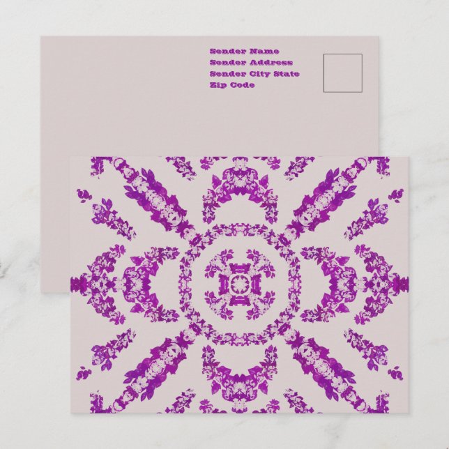 Abstrakte Lila Orchid Blume Design Muster Art Postkarte (Vorne/Hinten)