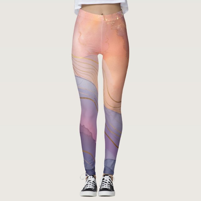 Abstrakte Lila PfirsichLeggings Leggings (Vorderseite)