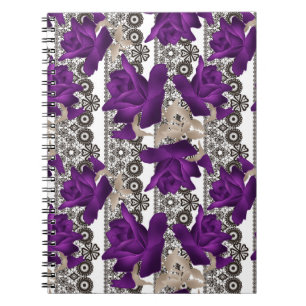 Abstrakte lila Rose Blume Blumenspitze Vintag Notizblock