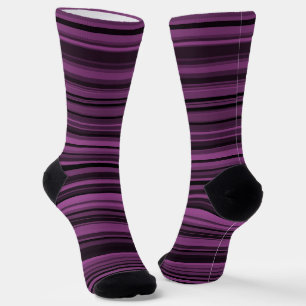 Abstrakte lila schwarze Streifen Crew Socken