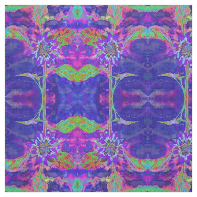 Abstrakte lila Sonnenblume | Retrofunky Stoff (Muster)