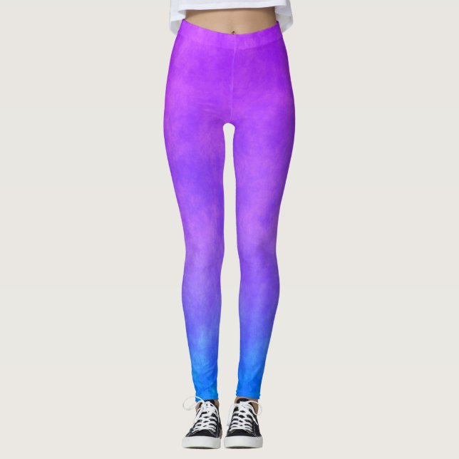 Abstrakte Lila und blaue Leggings (Vorderseite)