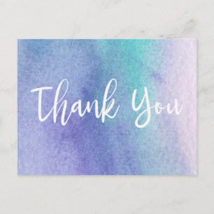 Abstrakte Lila und blaue Wasserfarbe Vielen Dank Postkarte