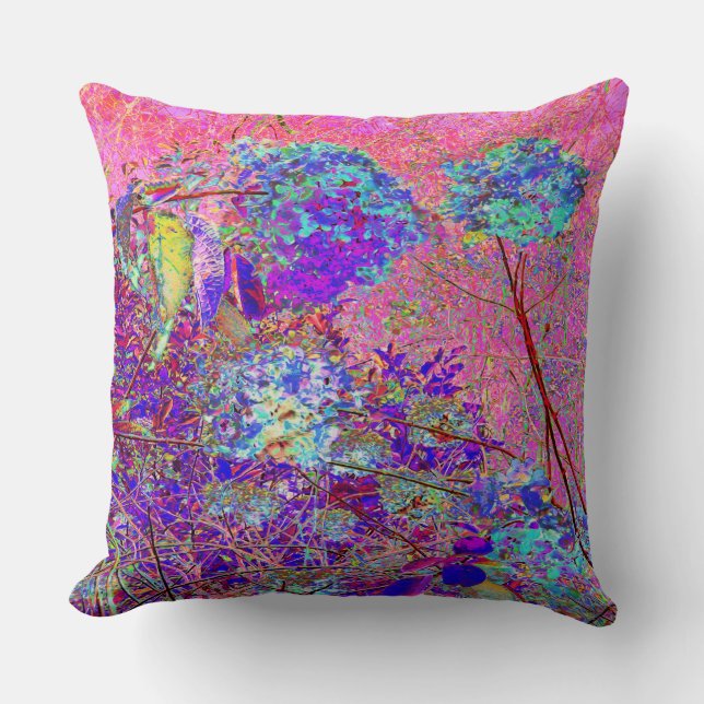 Abstrakte Lila und Blue Hydrangea mit Magenta Kissen (Vorderseite)