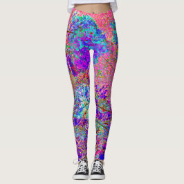 Abstrakte Lila und Blue Hydrangea mit Magenta Leggings