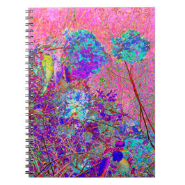 Abstrakte Lila und Blue Hydrangea mit Magenta Notizblock