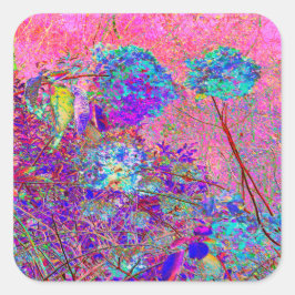 Abstrakte Lila und Blue Hydrangea mit Magenta Quadratischer Aufkleber