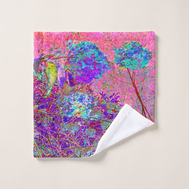 Abstrakte Lila und Blue Hydrangea mit Magenta Waschlappen (Waschlappen)