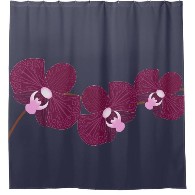 Abstrakte Lila und rosa Orchideen Duschvorhang (Vorderseite)
