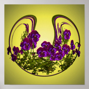 Abstrakte lila violette Blumen Poster