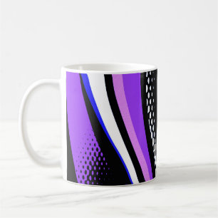 Abstrakte Lila Weiß- und Schwarzkurve Kaffeetasse