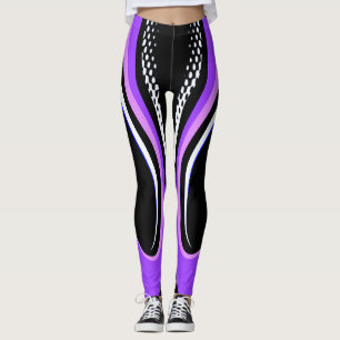 Abstrakte Lila Weiß- und Schwarzkurve Leggings