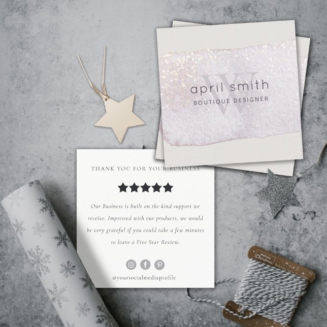 Abstrakte Lilac Brush Stoß Monogram Review Anfrage Quadratische Visitenkarte (Von Creator hochgeladen)