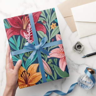 Abstrakte Lilien-Garten-Schmetterlinge-Wrap-Papier Geschenkpapier