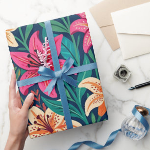 Abstrakte Lilien Schmetterling Geschenkpapier