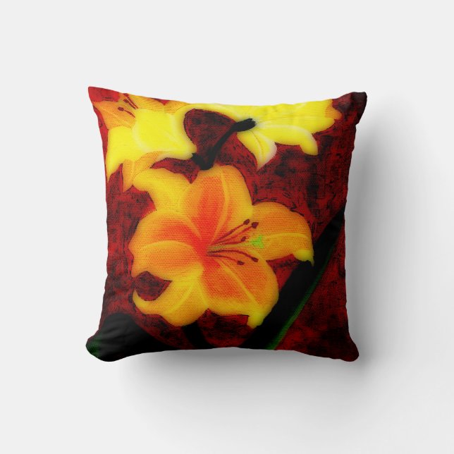 Abstrakte Lilien Throw PIllow Kissen (Vorderseite)