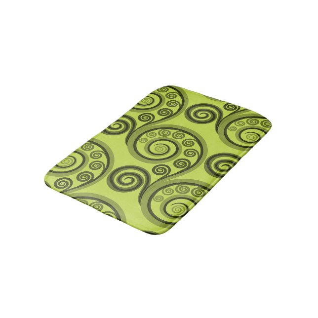Abstrakte Limon-grüne Fern-Blätter Bath Mat Badematte (Schrägansicht)