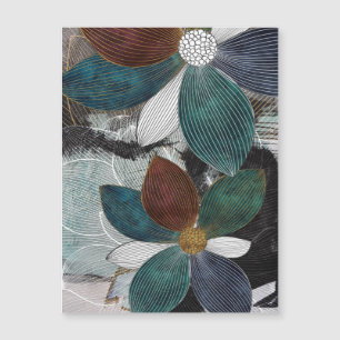 Abstrakte Lineararbeit florale Kunst mit fetten Pe Magnetkarte