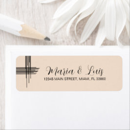 Abstrakte Lines Tan Wedding Label
