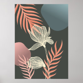 Abstrakte Linie Art Blume Design - Elegante Mi Poster