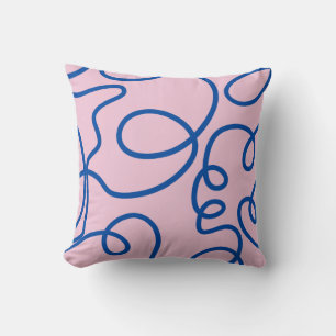 Abstrakte Linie Art Retro Rosa und Blau Kissen