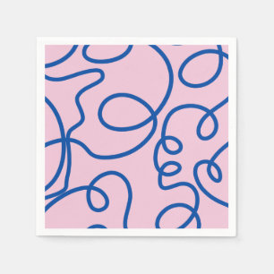 Abstrakte Linie Art Retro Rosa und Blau Serviette