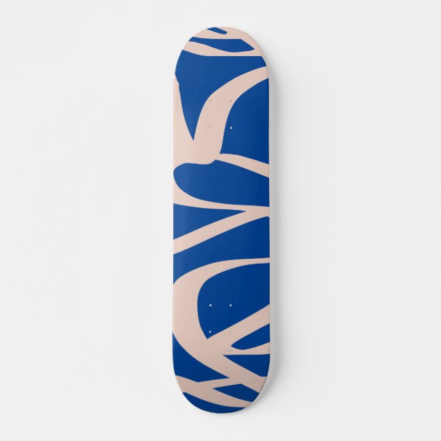 Abstrakte Linie Blau Skateboard (Vorne)