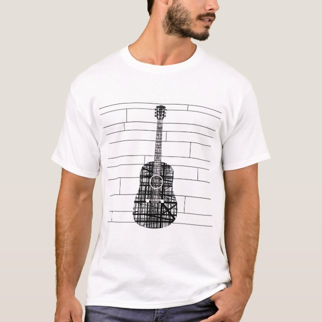 Abstrakte Linie Gitarre T-Shirt (Vorderseite)