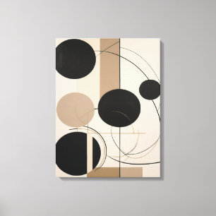 Abstrakte Linie und Circle Moderne Kunst in Beige Leinwanddruck