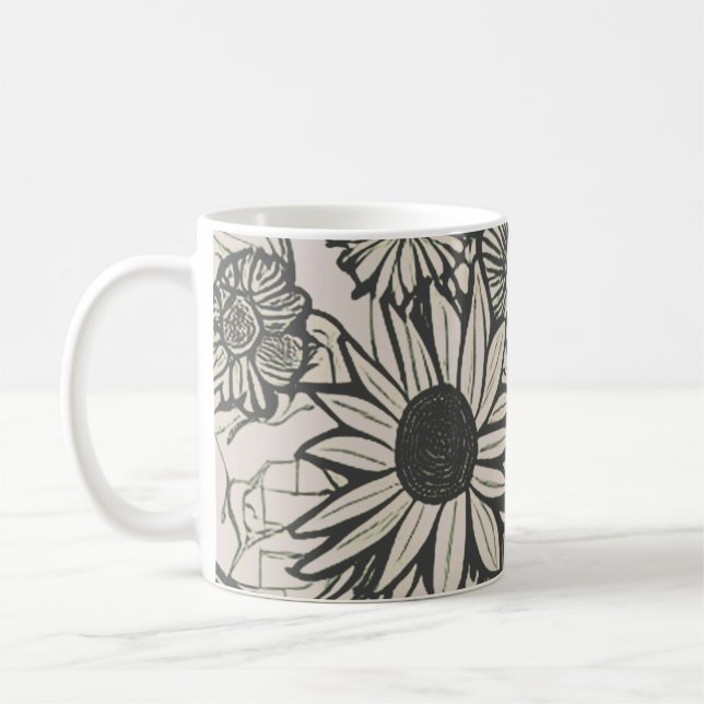 Abstrakte Linie Zeichnend Blumenkunst Kaffeetasse (Links)