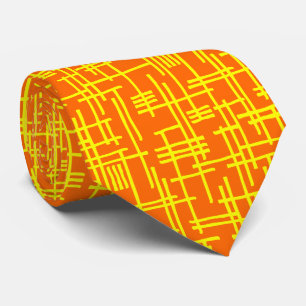 Abstrakte Linien 120923 - Gelb auf Orange Krawatte